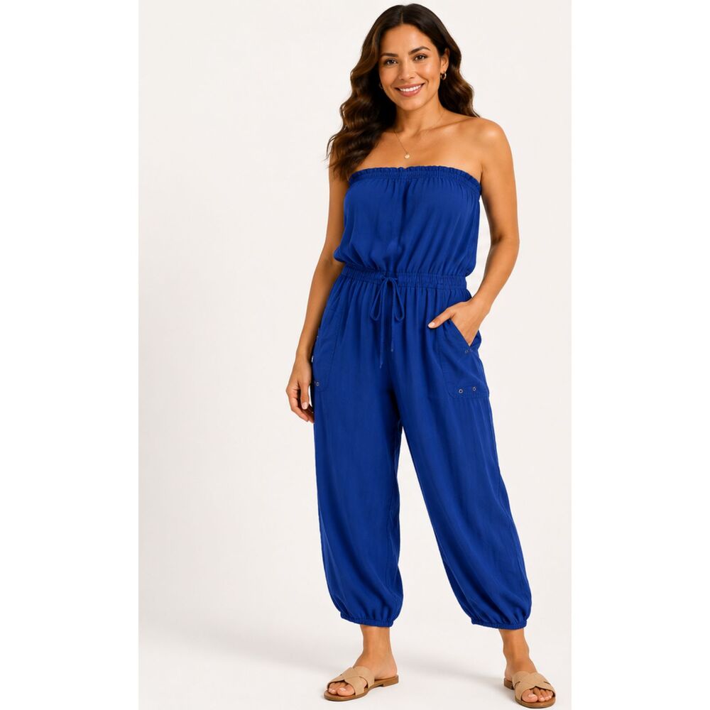 Thread Story Blue Sleeveless Cropped Jumper / Romper - Light Weight - size 1X